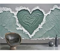 rskjdghshd Papier Peint Romantique Tridimensionnel Vert Foncé Vague D'amour Ciment Gris Épissage TV Canapé Fond Mur Chambre Salon Salle D'étude Murale,3D,430x300cm