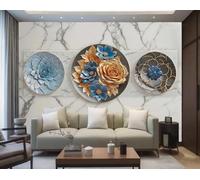 rskjdghshd Papier Peint Rose, Plaque Suspendue D'art Moderne, Peinture En Marbre, Mur De Fond De Canapé TV, Chambre À Coucher, Salon, Étude Murale,3D,150x105cm