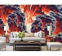 rskjdghshd Papier peint simple abstrait nuages flamme volcan salon décoration peinture café restaurant mural, 3D, 350x245cm