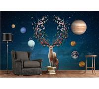 rskjdghshd Papier peint simple et beau ciel étoilé élan salon décoration peinture café restaurant mural, 3D, 350x245cm