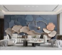 rskjdghshd Papier Peint Simple Fil D'or Tridimensionnel Crochet Gris Bleu Fleur Art Motif Peinture TV Canapé Salon Fond Mur Restaurant Chambre Salle D'étude Murale,3D,430x300cm