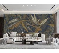 rskjdghshd Papier Peint Simple Rétro Wapiti Art Feuille Texture Paysage Peinture Salon Chambre Fond Mur Papier Peint Hôtel Restaurant Café Mural,3D,400x280cm