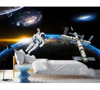 rskjdghshd Papier peint spatial, beau ciel étoilé, peinture de décoration de salon, peinture murale de restaurant de café, 3D, 250x175cm