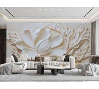 rskjdghshd Papier Peint Tridimensionnel Simple Fleur Fraîche Relief Pierre Sculpture Fleur Branche Art Salon Chambre Fond Mur Papier Peint Hôtel Restaurant Café Mural,3D,300x210cm