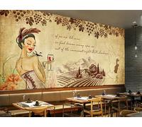 rskjdghshd Papier peint vintage en tonneau de bois pour cave, bar, hôtel, café, restaurant, fresque murale, 3D, 300x210cm
