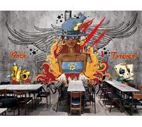 rskjdghshd Peinture murale moderne sur le thème de la musique hip-hop, graffiti, restaurant, café, 3D, 430x300cm