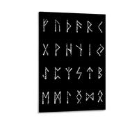 Rsliokal Impression sur toile avec lettres de l'alphabet runique - Décoration murale pour bureau, maison, bar - 50 x 75 cm