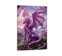 Rsliokal Impression sur toile motif dragon mystique porte-bonheur pour décoration murale de bureau, maison, bar, 60 x 90 cm