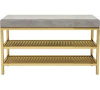 Rsmmpqa Banc à chaussures moderne à 2 niveaux avec support à chaussures en métal Tabouret avec coussin rembourré Meuble de rangement pour chaussures Décoration d'intérieur (couleur : -b, taille : 80 x