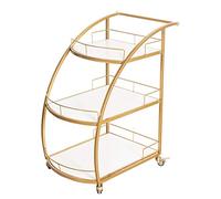 Rsmmpqa Casier à bouteilles de vin, étagères tout usage, chariot de service à 3 niveaux, unités de rangement en maille métallique, chariot de cuisine avec rangement (couleur : un marbre blanc) (A