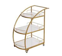 Rsmmpqa Casier à bouteilles de vin, étagères tout usage, chariot de service à 3 niveaux, unités de rangement en maille métallique, chariot de cuisine avec rangement (couleur : un marbre blanc) (un
