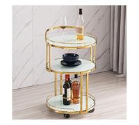 Rsmmpqa Chariot de bar avec 3 étagères en miroir, chariot à vin avec roulettes, adapté pour la cuisine, le club, le salon, chariot de cuisine finition or antique avec rangement (couleur : noir argenté