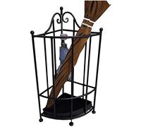 Rsmmpqa Porte-parapluie d'angle en fer forgé et décoration de bureau pouvant contenir une canne à main, 23 x 23 x 60 cm, noir/doré/blanc (noir)