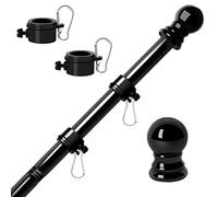 RSOTC Mâts de drapeau pour l'extérieur de la maison - 1,8 m - En acier inoxydable - Noir - Sans nœuds - Pour camion, maison, porche, cour, bateau - Convient pour drapeau de jardin lourd de 9,1 x 1,5 m