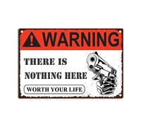 RSPYOAG Plaque vintage en étain « Warning There is Nothing Here Worth Your Life for Home Bar Coffee » - 20,3 x 30,5 cm