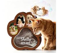RSQGT Boîte Mémoire en Bois Personnalisable avec Votre Photo - Urne Souvenir pour Cendres, Fourrure ou Poils de Chien ou Chat - Cadeau de Deuil (Urne pour Chien)