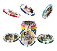 RSQGT Jetons Poker Personnalisables 25-500 pièces, Impression Recto Verso Haute définition, Logo/Texte pour Mariages, Entreprises, Jetons de Bar, Cadeaux de Fin d’études (Bons-Cadeaux de Mariage)