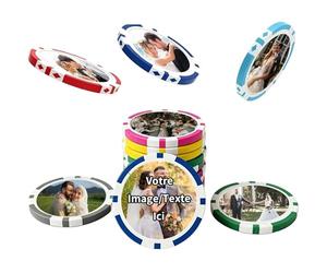 RSQGT Jetons Poker Personnalisables 25-500 pièces, Impression Recto Verso Haute définition, Logo/Texte pour Mariages, Entreprises, Jetons de Bar, Cadeaux de Fin d’études (Bons-Cadeaux de Mariage)