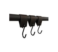 RSR Hangers Patère avec dragonne en cuir - Noir - Lot de 3 - Crochets S - 12,5 cm x 3 cm - Tringle à vêtements - Cuir - Cuir - Crochet porte-manteau - Crochet de boucher - Crochet multifonction