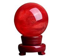 RSTJVB Boule D'obsidienne Rouge avec Support, Naturel Faire Fondre des Pierres Précieuses en Cristal de Quartz pour La Méditation Guérison Feng Shui Décoration de La Maison,17cm