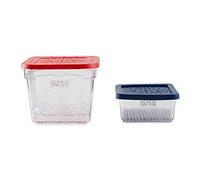 RSVP International Collection de stockage alimentaire réutilisable Berry Keeper, rouge, 12,7 x 12,7 x 10,2 cm/bleu, 10,8 x 10,8 x 5,1 cm
