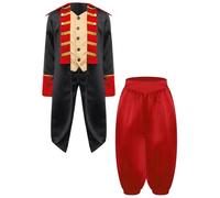 Rswnyirn Costume de Patriote Colonial Enfants Garçon 18ème Siècle Colonial Veste Queue-de-Pie et Pantalon Halloween Noir Rouge 5-6 ans
