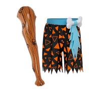 Rswnyirn Enfant Garçon Costume Homme des Caverne Short Détaillé et Bâton Gonflable Tenue Préhistorique Carnaval Halloween Noir 9-10 ans