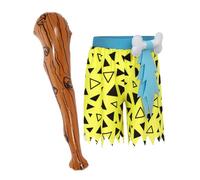 Rswnyirn Enfant Garçon Costume Homme des Caverne Short Détaillé et Bâton Gonflable Tenue Préhistorique Carnaval Halloween Jaune 13-14 ans