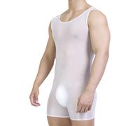 Rswnyirn Homme Collants Opaques Collants Transparents Jumpsuit Vêtement Uni Élastique Sleepwear Combinaison Transparent Érotique Nightwear Blanc L