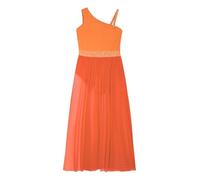 Rswnyirn Justaucorps Gymnastique Fille Robe Danse Lyrique Contemporaine Tenue Danse Moderne Costume Spectacle pour Enfant 5-16 Ans Orange 15-16 Ans
