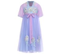 Rswnyirn Robe Traditionnel Chinois Filles Enfants Costume Hanfu Chinois Tang Tulle été Soirées Vacances Violet 7-8 ans