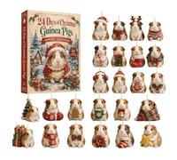 rswotnsek Calendrier de l'Avent en forme de cochon d'Inde, pendentif en | Calendrier de Noël 24 jours avec motifs cochons d'Inde et pendentifs en acrylique 2D, décoration de Noël animaux pour arbre
