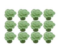 RSWZSFL 12 Pcs Boutons pour Commode Poignée de Porte en Céramique en forme de Rose Boutons pour Armoires Poignées pour Tiroirs pour d'armoires de Cuisine (Green)