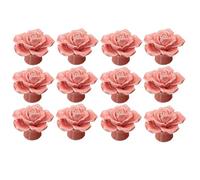 RSWZSFL 12 Pcs Boutons pour Commode Poignée de Porte en Céramique en forme de Rose Boutons pour Armoires Poignées pour Tiroirs pour d'armoires de Cuisine (Pink)