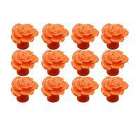 RSWZSFL 12 Pcs Boutons pour Commode Poignée de Porte en Céramique en forme de Rose Boutons pour Armoires Poignées pour Tiroirs pour d'armoires de Cuisine (Orange)