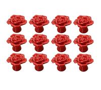 RSWZSFL 12 Pcs Boutons pour Commode Poignée de Porte en Céramique en forme de Rose Boutons pour Armoires Poignées pour Tiroirs pour d'armoires de Cuisine (Red)