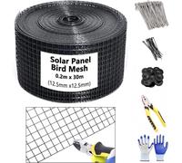 RSXMAX Kit de panneau solaire en maille pour oiseaux 20,3 x 30,5 m Fil PVC dissuasif pour empêcher les pigeons de se nicher sous le toit avec 70 attaches en acier inoxydable, gants