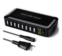 Rsydmny Chargeur USB Multiple, 8-Ports Chargeur USB Rapide, Prise USB Secteur, Station de Charge USB avec écran LED, USB Charger pour iPhone 15/14/13/Pro/Max, iPad, Samsung Galaxy S23, Tablet-Noir