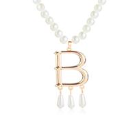 RSYHVG Accessoires Mode Collier de perles Creative pull chaîne pendentif lettre, collier anne boleyn, M, Perle
