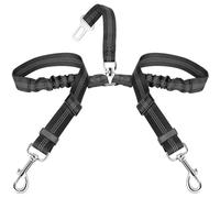 RSYHVG Laisse pour animal de compagnie double tête en nylon réfléchissant pour petit chien de grande taille, anti-explosion, un remorquage, deux cordes élastiques, ceinture de sécurité de voiture pour