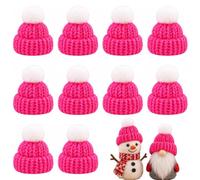 RSYHVG Lot de 10 mini bonnets tricotés avec pompon, petits bonnets tricotés à la main pour poupées, décorations d'arbre de Noël et décoration de bricolage