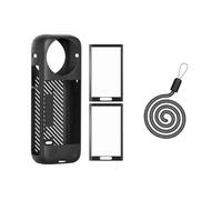 Rszfnjxry Insta 360 X4 Capuchon de protection d'objectif en silicone et films protecteurs d'écran compatibles avec Insta360 X4 (Noir)