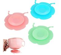 RT 3 Pièces Assiettes à Succion pour Bébés et Jeunes Enfants | Assiettes à Séparation en Silicone sans BPA avec Couvercle | Lavable au Micro-Ondes et au Lave-Vaisselle assiette compartiment