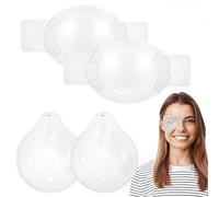 RT 4 pièces Masque Oculaire, Cache-œil Respirant et Ventilé, Coque de Protection Oculaire Ajustable, Réutilisable, Livré avec du Ruban Adhésif, Oeil Médical Adulte, après une Opération (Transparent)