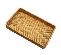 RT&BS Plateau de service rectangulaire en rotin naturel, plateau cadeau pour Noël, paniers de service tissés à la main pour petit déjeuner, boissons, collations, fruits (taille L)