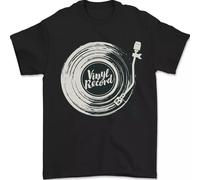 rt0a3wwu Vinyl Record Music Turntable DJ Mens T-Shirt 100% Cotton