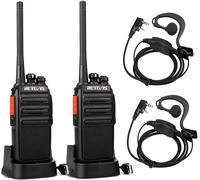 Rt24 Plus Talkie Walkie, Longue Portée Professionnel, Pmr446 Talkies-Walkies Radio Portable, Rechargeable Avec Oreillette Et Usb Base De Chargement, Pour Randonnées, Camping (Noir, 1 Paire)