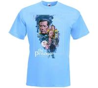 Rt61FM The Prisoner v3 T-Shirt Movie Poster Patrick McGoohan All Men's Bleu Clair M