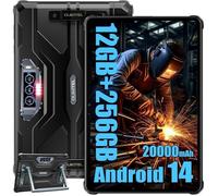 RT8 Tablette Incassable, 12GORAM+256GOROM, 20000mAh 11""FHD+, Helio G99 48MP+32MP Android 14, IP68/OTG/NFC(Avec Support) Noir