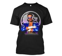 RTAuesser Dorysuha Johnny Cage Mortal Kombat Scorpion Johnny Cage Get Over Here Finish Him T Shirt Black XXL